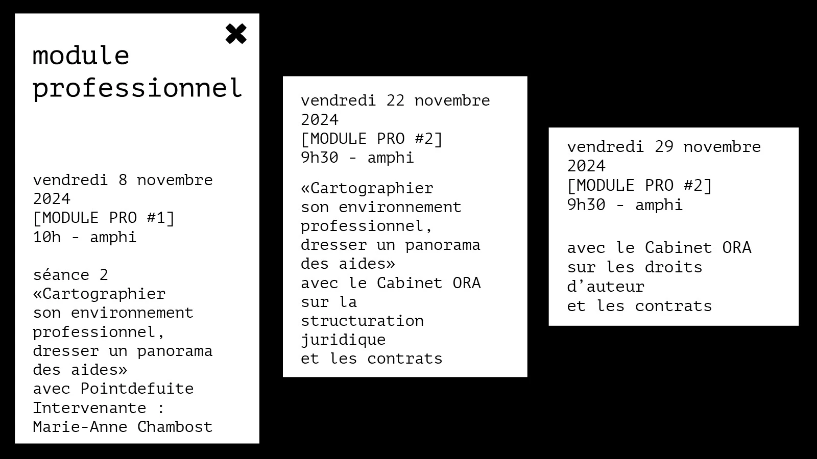 modules pro en novembre